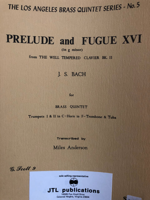 Prelude and Fugue XVI in G minor - Bach/Anderson