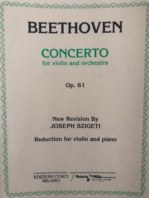 Concerto, Op. 61 for Violin - Beethoven/Szigeti