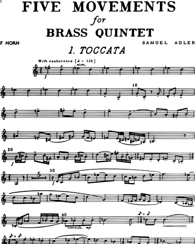 Five Movements for Brass Quintet - Adler