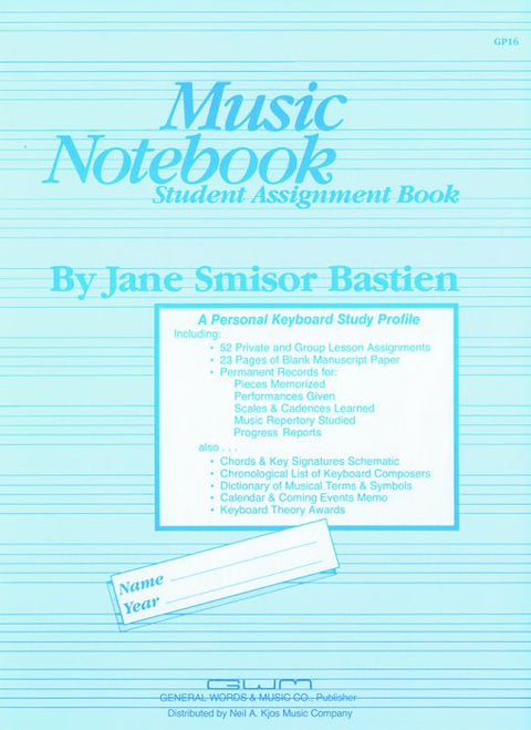 Music Notebook: Student Assignment Book