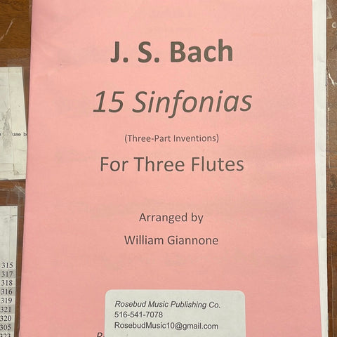 15 Sinfonias - for Three Flutes - Bach/Giannone - Rosebud Publishing